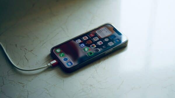 a cell phone with a charger