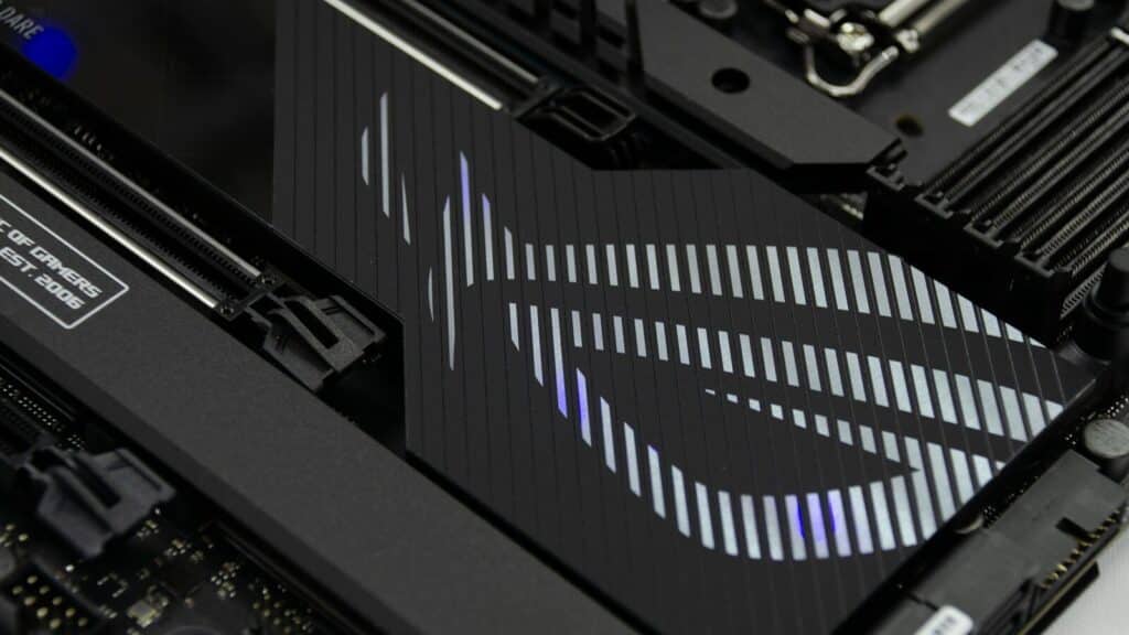 a close up of a computer motherboard
