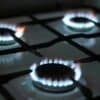 black gas stove with white and black gas stove