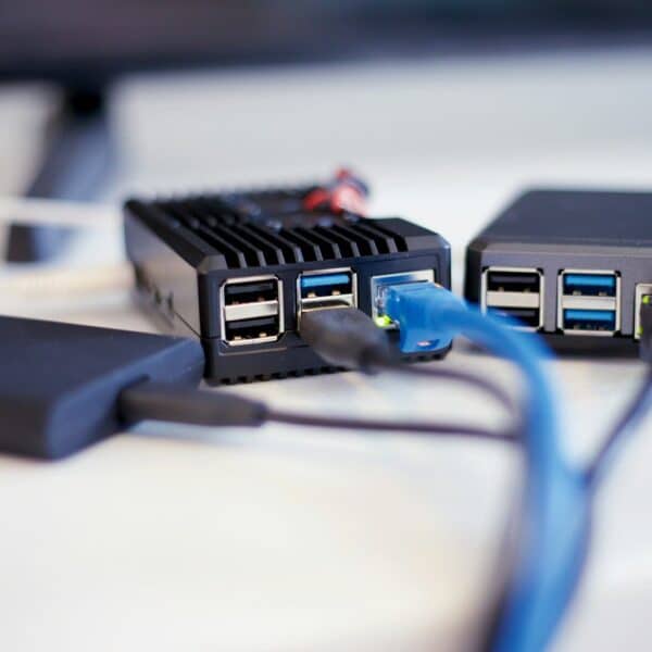 black and blue usb cable